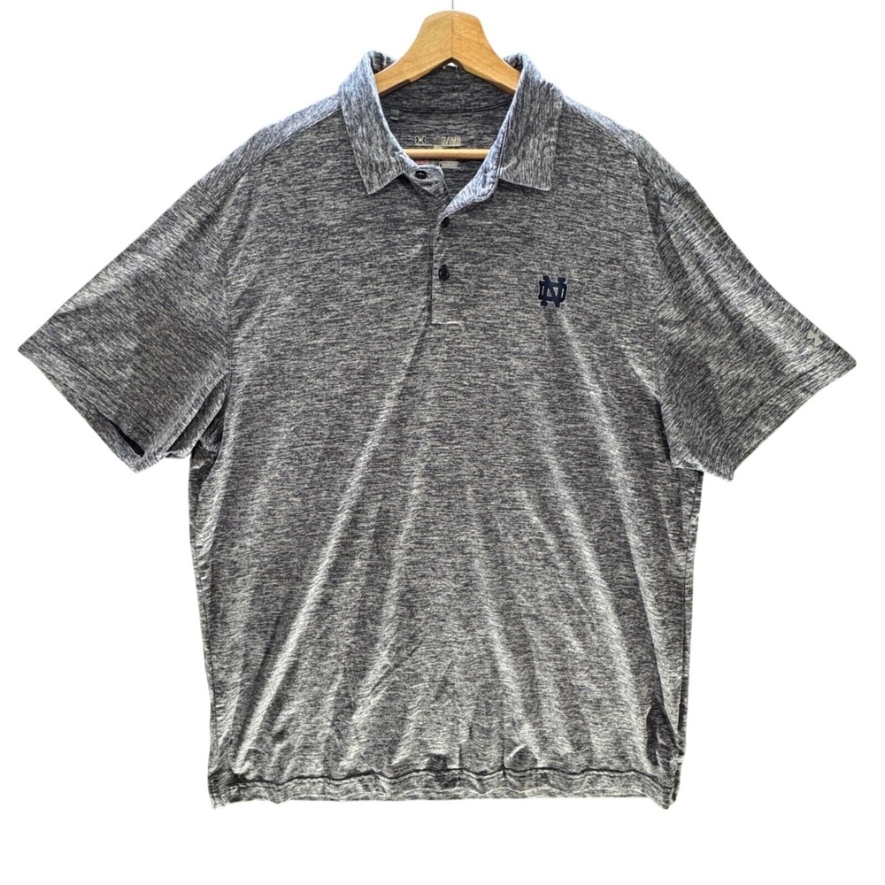 Notre Dame Polo Shirt XL Blue‎ Under Armour HeatGear Performance NCAA